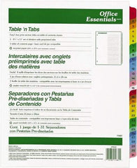 Office Essentials - 11 x 8 1/2" 1 to 31" Label, 31 Tabs, 3-Hole Punched, Preprinted Divider - Multicolor Tabs, White Folder - Apex Tool & Supply