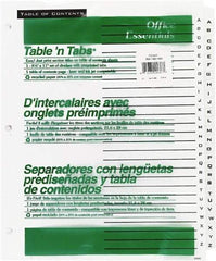 Office Essentials - 11 x 8 1/2" A to Z Label, 26 Tabs, 3-Hole Punched, Preprinted Divider - White - Apex Tool & Supply