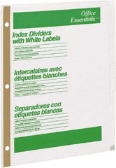 Office Essentials - 11 x 8 1/2" 1 to 5" Label, 5 Tabs, 3-Hole Punched, Customizable Divider - White - Apex Tool & Supply