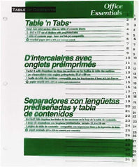 Office Essentials - 11 x 8 1/2" 1 to 31" Label, 31 Tabs, 3-Hole Punched, Preprinted Divider - White - Apex Tool & Supply