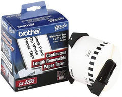 Brother - 2.4" Wide x 1,200" Long, White Paper Label Tape - For Laser/Inkjet Printers - Apex Tool & Supply