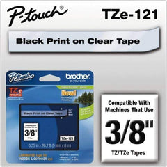 Brother - 3/8" Wide x 314.4" Long, Clear Plastic/Paper Tape Cassette - For Label Maker - Apex Tool & Supply