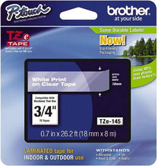 Brother - 3/4" Wide x 314.4" Long, Clear Plastic/Paper Tape Cassette - For Label Maker - Apex Tool & Supply