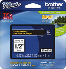 Brother - 1/2" Wide x 314.4" Long, Black Plastic/Paper Tape Cassette - For Label Maker - Apex Tool & Supply