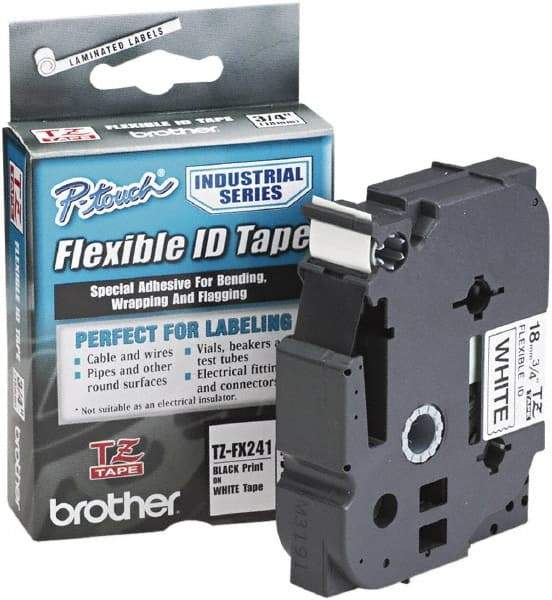 Brother - 3/4" Wide x 314.4" Long, White Plastic/Paper Tape Cassette - For Label Maker - Apex Tool & Supply