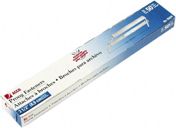 ACCO - 50 Piece Paper File Fasteners - 4-1/4" Long - Apex Tool & Supply