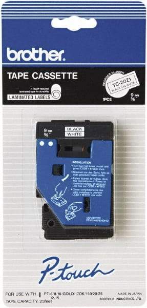 Brother - 3/8" Wide x 300" Long, White Tape Cassette - For Label Maker - Apex Tool & Supply