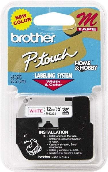 Brother - 1/2" Wide, White Tape Cassette - For Label Maker - Apex Tool & Supply