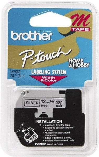 Brother - 1/2" Wide, Silver Tape Cassette - For Label Maker - Apex Tool & Supply