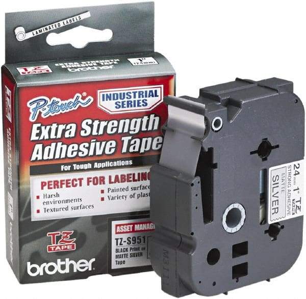 Brother - 1" Wide, Silver Tape Cassette - For Label Maker - Apex Tool & Supply