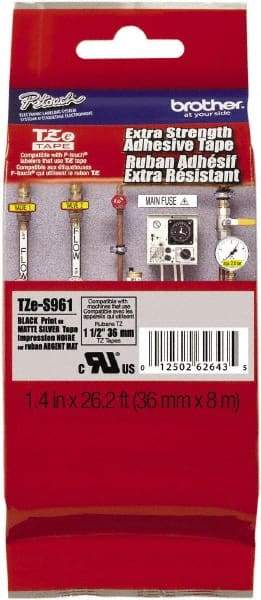 Brother - 1-1/2" Wide, Silver Tape Cassette - For Label Maker - Apex Tool & Supply