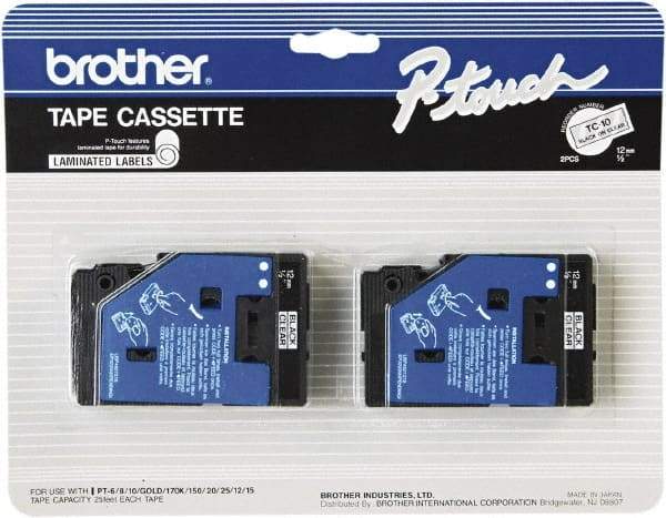 Brother - 1/2" Wide x 312" Long, Clear Label Tape - For Label Maker - Apex Tool & Supply