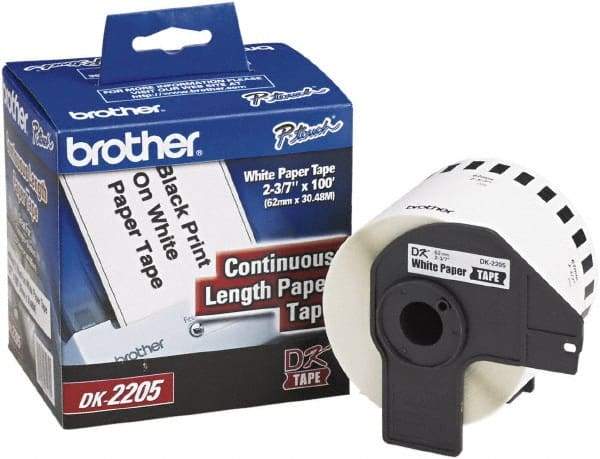 Brother - 2.4" Wide x 1,200" Long, White Paper Label Tape - For PC Label Printers - Apex Tool & Supply