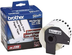 Brother - 2.4" Wide x 1,200" Long, White Paper Label Tape - For PC Label Printers - Apex Tool & Supply