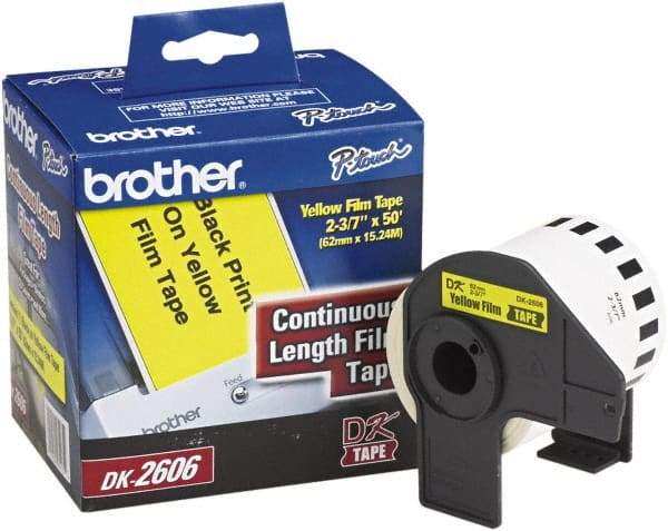 Brother - 2.4286" Wide x 600" Long, Yellow Film Label Tape - For PC Label Printers - Apex Tool & Supply
