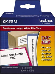Brother - 2.4" Wide x 600" Long, White Film Label Tape - For PC Label Printers - Apex Tool & Supply