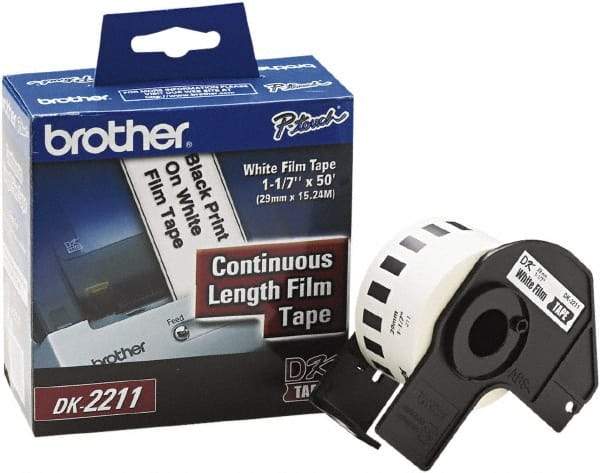 Brother - 1-3/32" Wide x 600" Long, White Film Label Tape - For PC Label Printers - Apex Tool & Supply