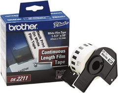Brother - 1-3/32" Wide x 600" Long, White Film Label Tape - For PC Label Printers - Apex Tool & Supply