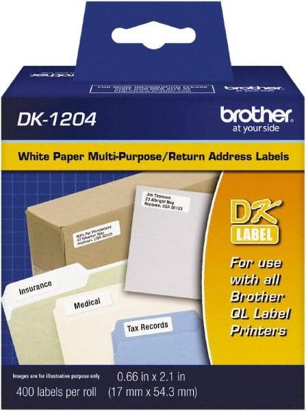 Brother - 0.66" Wide x 2-7/64" Long, White Paper Multi-Purpose Label - For PC Label Printers - Apex Tool & Supply