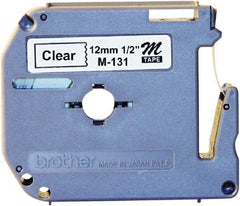 Brother - 1/2" Wide, Clear Label Tape - For Label Maker - Apex Tool & Supply