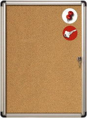MasterVision - 28" Wide x 38" High Enclosed Cork Bulletin Board - Aluminum Frame, Tan & Aluminum - Apex Tool & Supply