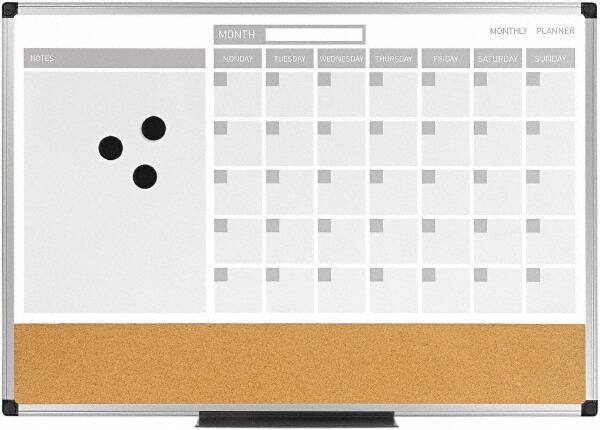 MasterVision - 18" High x 24" Wide Combination, Bulletin/Magnetic Dry Erase Calendar - Steel - Apex Tool & Supply