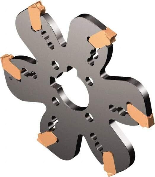 Sandvik Coromant - Arbor Hole Connection, 0.0941" Cutting Width, 1.4252" Depth of Cut, 6" Cutter Diam, 1-1/2" Hole Diam, 12 Tooth Indexable Slotting Cutter - AQD..Y Toolholder, F Insert, Right Hand Cutting Direction - Apex Tool & Supply