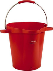 Vikan - 5 Gal, 18" High, Polypropylene Round Red Single Pail with Pour Spout - Handle Included, 15.4mm Top Length x 18.9" Top Width x 18.9" Top Diam - Apex Tool & Supply