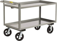 Little Giant - 2,000 Lb Capacity, 30" Wide x 65-1/2" Long x 30" High Shelf Cart - 2 Shelf, Steel, 2 Rigid/2 Swivel Casters - Apex Tool & Supply