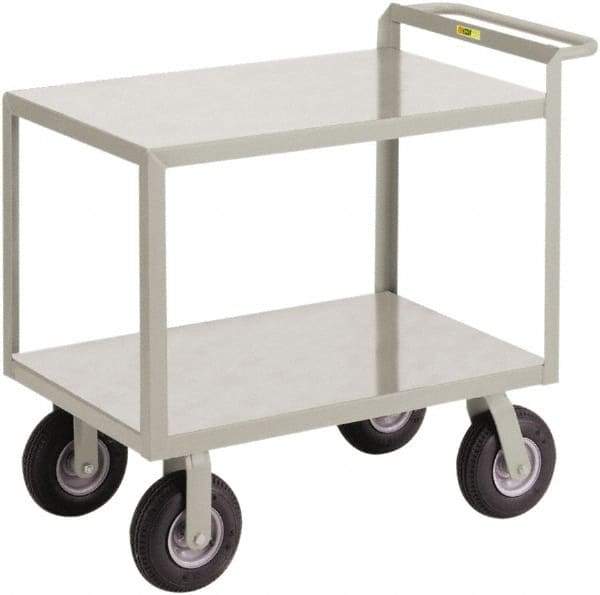 Little Giant - 1,200 Lb Capacity, 24" Wide x 53-1/2" Long x 34" High Shelf Cart - 2 Shelf, Steel, 2 Rigid/2 Swivel Casters - Apex Tool & Supply