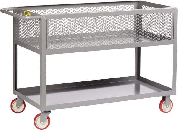 Little Giant - 1,200 Lb Capacity, 18" Wide x 35-1/2" Long x 35" High Deep Shelf Cart - 2 Shelf, Steel, 2 Rigid/2 Swivel Casters - Apex Tool & Supply
