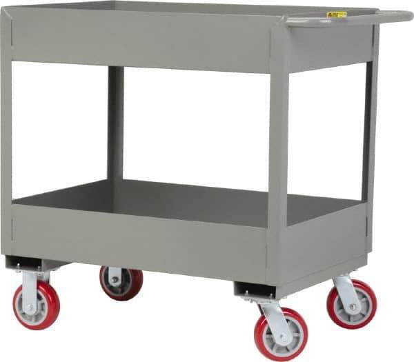 Little Giant - 3,600 Lb Capacity, 24" Wide x 41-1/2" Long x 36-1/2" High Deep Shelf Cart - 2 Shelf, Steel, 2 Rigid/2 Swivel Casters - Apex Tool & Supply