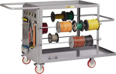 Little Giant - 24" Wide x 65" Long x 35" High Wire Spool Cart - 2 Shelf, Steel, 2 Rigid/2 Swivel Casters - Apex Tool & Supply