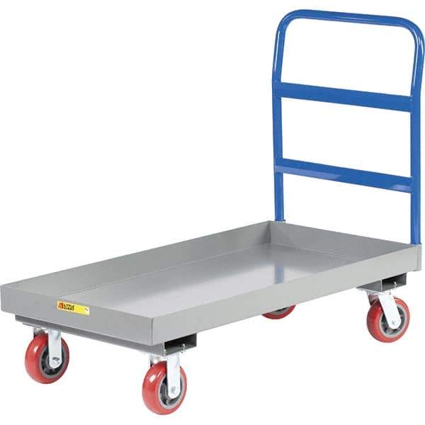 Little Giant - 3,600 Lb Capacity Steel Platform Truck - Steel Deck, 24" OAW, 48" Platform Length, Polyurethane Casters - Apex Tool & Supply