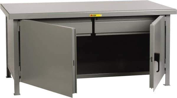 Little Giant - 72 Wide x 30" Deep x 34" High, 7 Gauge Steel Workbench - Fixed Legs, Gray - Apex Tool & Supply