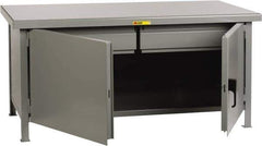 Little Giant - 72 Wide x 30" Deep x 34" High, 7 Gauge Steel Workbench - Fixed Legs, Gray - Apex Tool & Supply