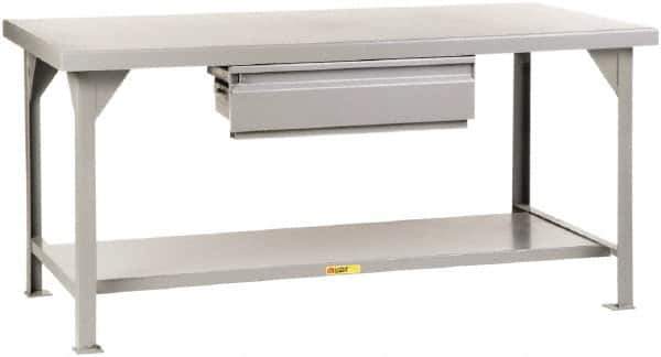 Little Giant - 84 Wide x 42" Deep x 34" High, 7 Gauge Steel Workbench - Fixed Legs, Gray - Apex Tool & Supply