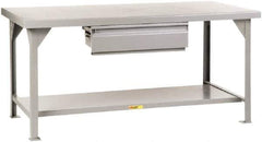 Little Giant - 60 Wide x 36" Deep x 34" High, 7 Gauge Steel Workbench - Fixed Legs, Gray - Apex Tool & Supply