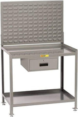 Little Giant - 1 Drawer, 2 Shelf Workbench with Louvered Panel - 2,000 Lb Capacity, Steel with Flush Front Edge Top, Gray, 24" Wide x 45" High x 36" Long - Apex Tool & Supply