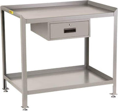 Little Giant - 1 Drawer, 2 Shelf Workstation - 2,000 Lb Capacity, Steel with Flush Front Edge Top, Gray, 24" Wide x 39" High x 36" Long - Apex Tool & Supply