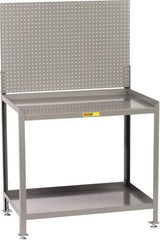 Little Giant - No Drawers, 2 Shelf Workbench with Pegboard - 2,000 Lb Capacity, Steel with Flush Front Edge Top, Gray, 24" Wide x 45" High x 36" Long - Apex Tool & Supply