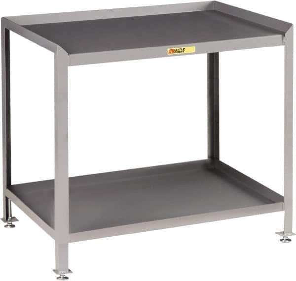 Little Giant - No Drawers, 2 Shelf Workstation - 2,000 Lb Capacity, Steel with Flush Front Edge Top, Gray, 24" Wide x 39" High x 36" Long - Apex Tool & Supply