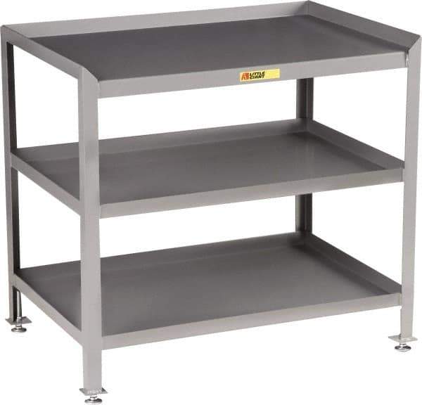 Little Giant - No Drawers, 3 Shelf Workstation - 2,000 Lb Capacity, Steel with Flush Front Edge Top, Gray, 24" Wide x 39" High x 48" Long - Apex Tool & Supply