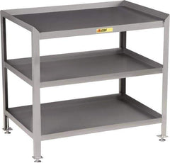 Little Giant - No Drawers, 3 Shelf Workstation - 2,000 Lb Capacity, Steel with Flush Front Edge Top, Gray, 24" Wide x 39" High x 48" Long - Apex Tool & Supply
