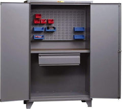 Little Giant - 1 Drawer, Cabinet Work Center - Steel with Flush Front Edge Top, Gray, 48" Wide x 78" High x 27" Long - Apex Tool & Supply