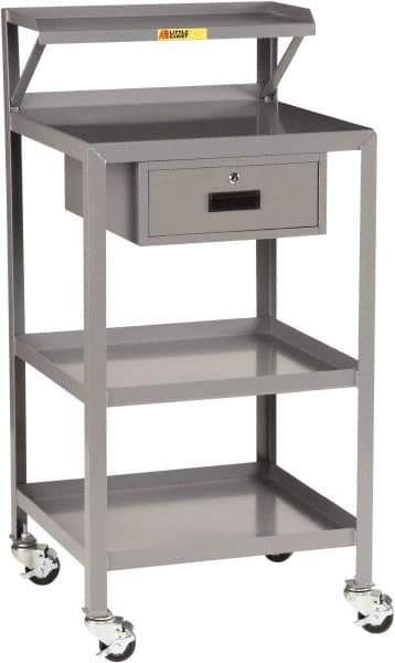 Little Giant - 1,000 Lb Capacity, 3 Shelf, 1 Drawer Mobile Shop Desk - 24" Wide x 22" Deep x 52" High, Steel - Apex Tool & Supply