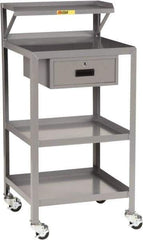 Little Giant - 1,000 Lb Capacity, 3 Shelf, 1 Drawer Mobile Shop Desk - 24" Wide x 22" Deep x 52" High, Steel - Apex Tool & Supply