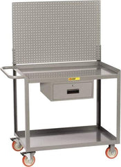 Little Giant - 1,200 Lb Capacity, 2 Shelf, 1 Drawer Mobile Workbench with Pegboard Panel - 48" Wide x 24" Deep x 60" High, Steel - Apex Tool & Supply