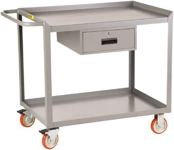 Little Giant - 1,200 Lb Capacity, 2 Shelf, 1 Drawer Mobile Workbench - 48" Wide x 24" Deep x 35-1/2" High, Steel - Apex Tool & Supply
