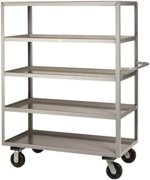 Little Giant - 3,600 Lb Capacity, 5 Shelf, Steel Shelf Truck - 53-1/2" Long x 30" Wide x 65" High, 6" Diam Phenolic Wheels - Apex Tool & Supply